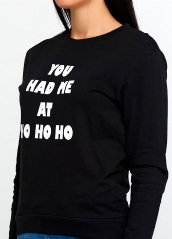 Світшот H&M - Прямий крій напис чорний кежуал бавовна, трикотаж - (221343212)
