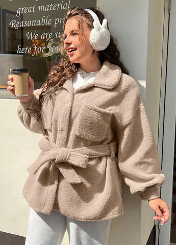 Бежеве Кежуал напівпальто однобортне SHEIN однотонне