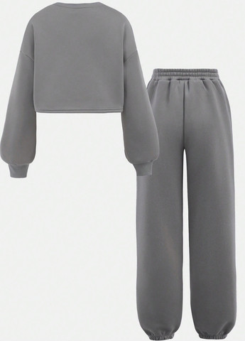 Комбінований демісезонний костюм (2 шт.) (світшот, штани) брючний SHEIN