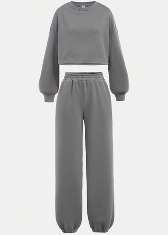 Комбінований демісезонний костюм (2 шт.) (світшот, штани) брючний SHEIN