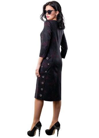 Черное кэжуал платье миди ST-Seventeen с цветочным принтом