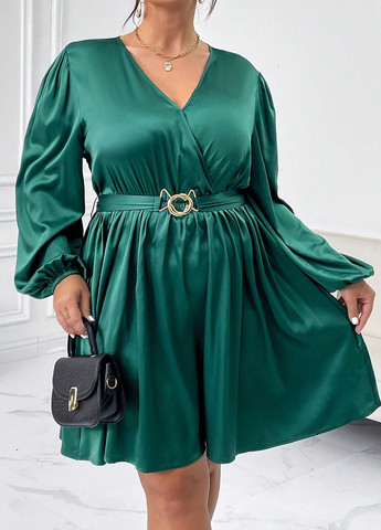 Смарагдова кежуал сукня з спідницею-сонце SHEIN однотонна