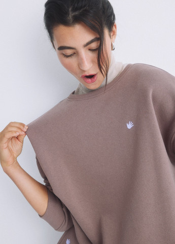 Коричневый свитшот Hi&Bye однотонный нашивки (314252350)