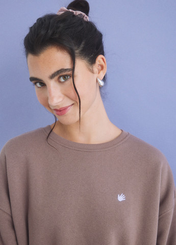 Коричневый свитшот Hi&Bye однотонный нашивки (314252350)