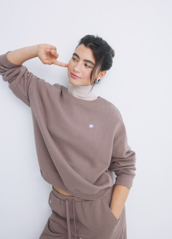 Коричневый свитшот Hi&Bye однотонный нашивки (314252350)