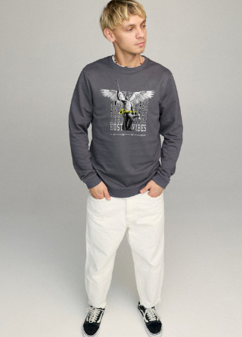 Темно-серый свитшот мужской basic /no flis/ YAPPI (252258405)