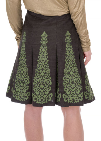 Серо-зеленая кэжуал с орнаментом юбка Marc Aurel а-силуэта (трапеция)