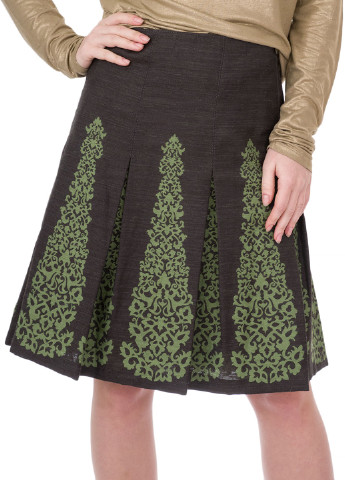 Серо-зеленая кэжуал с орнаментом юбка Marc Aurel а-силуэта (трапеция)