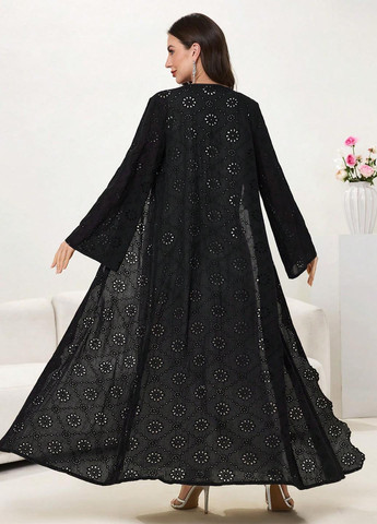 Черное праздничный, вечернее платье а-силуэт SHEIN однотонное