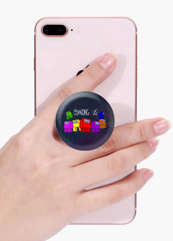 Попсокет (Popsockets) держатель для смартфона Амонг Ас (Among Us) (8754-2593) Черный MobiPrint (216836546)