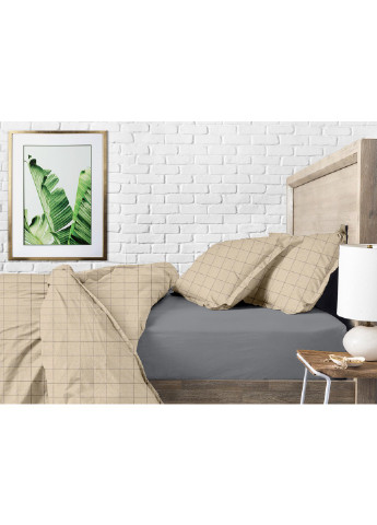 Комплект полуторного постельного белья на резинке Cell Ashbeige Graphite 160х220 см (4822052082720) Cosas (252029560)