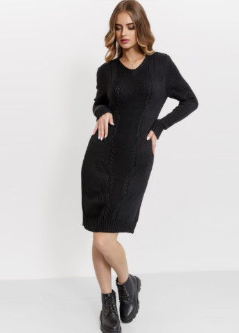 Черное кэжуал платье платье-свитер Ager однотонное