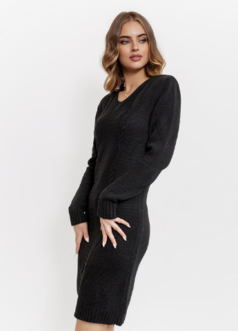 Черное кэжуал платье платье-свитер Ager однотонное
