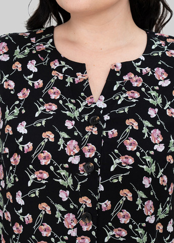 Черное кэжуал платье а-силуэт A'll Posa с цветочным принтом