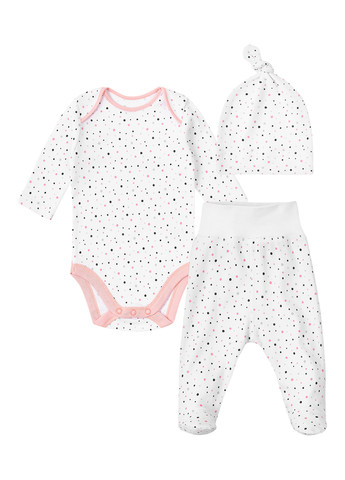 Білий демісезонний комплект (шапка, боді, повзунки) KRAKO