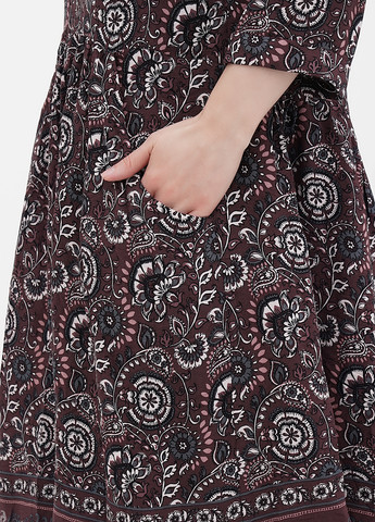 Коричневое кэжуал платье Garnet Hill с цветочным принтом
