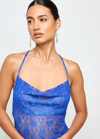 Синее вечернее платье а-силуэт SHEIN однотонное