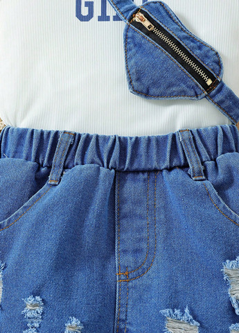 Белый летний комплект (майка, шорты, сумка) SHEIN