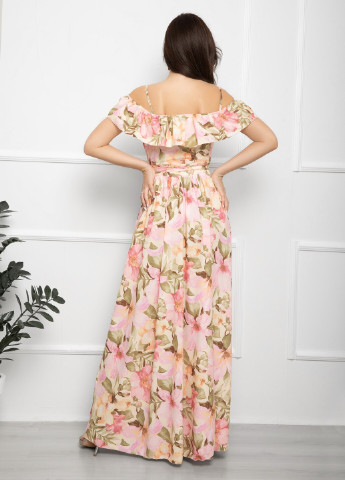 Рожева кежуал плаття ISSA PLUS з квітковим принтом