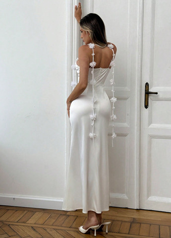 Белое праздничный, вечернее платье силуэтная, с корсетом SHEIN однотонное