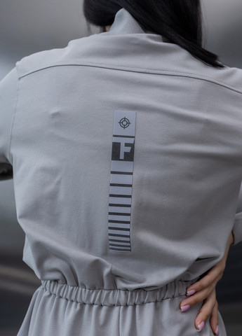 Хлопковый комбинезон с поясом и молнией TOTALFIT комбинезон-брюки однотонный светло-серый кэжуал, спортивный хлопок, двунитка