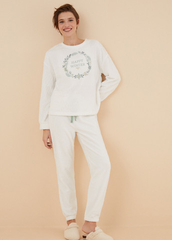 Белая зимняя пижама (свитшот, брюки) Women'secret