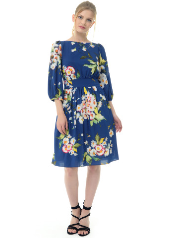 Темно-синее кэжуал платье Arefeva с цветочным принтом