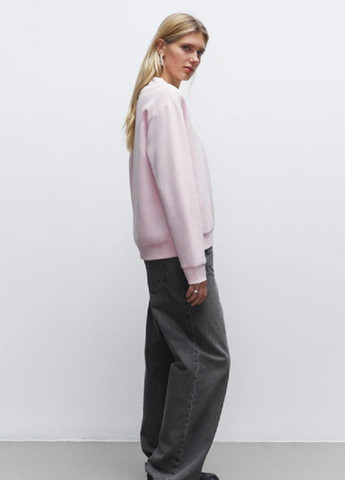 Светло-розовый свитшот H&M однотонный без декора (316276472)