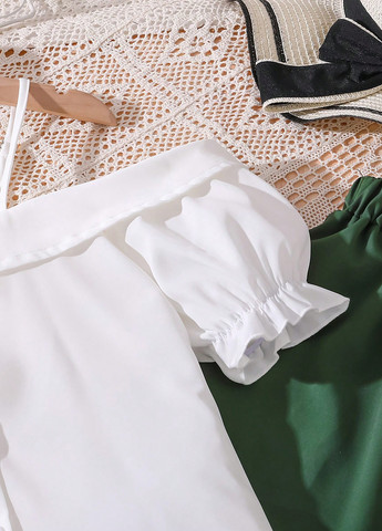 Оливковый летний комплект (блуза, брюки) SHEIN