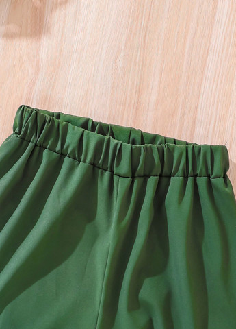 Оливковый летний комплект (блуза, брюки) SHEIN