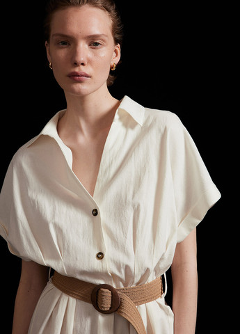 Молочное кэжуал платье H&M однотонное