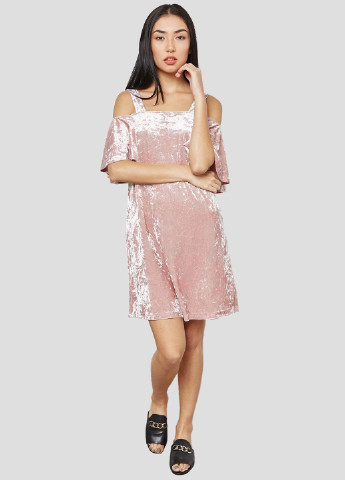 Светло-розовое кэжуал платье а-силуэт Mango однотонное