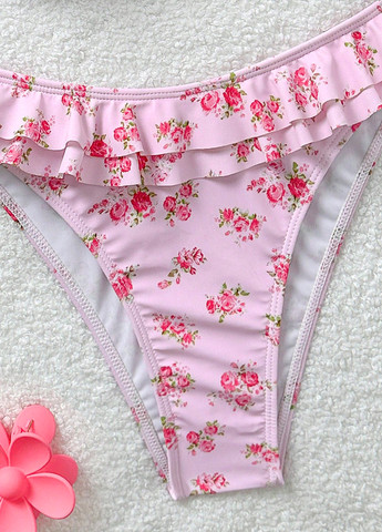 Розово-лиловый летний купальник (лиф, трусики) раздельный SHEIN