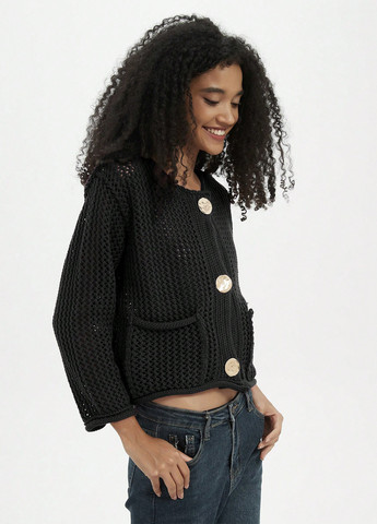 Черный демисезонный кардиган SHEIN