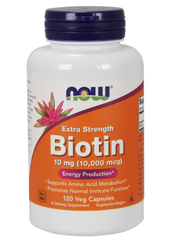 Биотин (В7) 10000 мкг,, 120 гелевых капсул Now Foods (228292231)