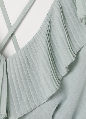 Мятное кэжуал платье плиссированное H&M однотонное