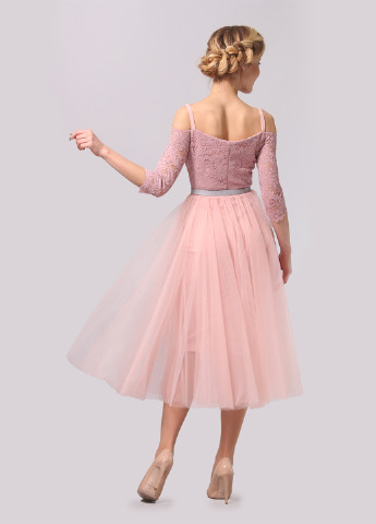 Світло-рожева коктейльна сукня, сукня кльош Agata Webers однотонна