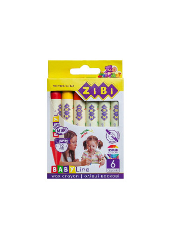 Карандаши цветные Baby line Suoer Jumbo круглый корпус 6 шт (ZB.2484) Zibi (254065779)
