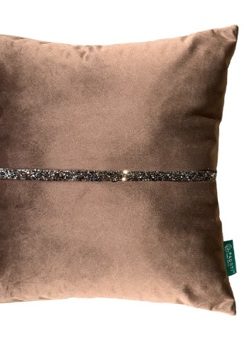 Подушка декоративная с серо-коричневыми стразами Diamond шоколадная 40х40 см PAGOTI (256519376)