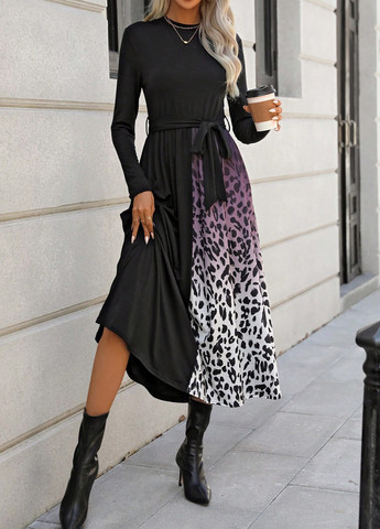 Комбинированное кэжуал платье клеш SHEIN колор блок