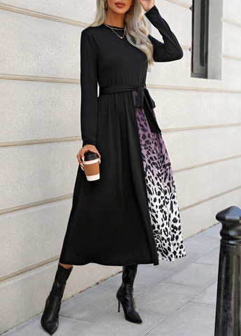 Комбинированное кэжуал платье клеш SHEIN колор блок