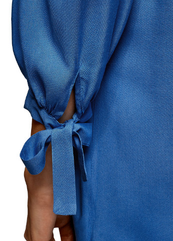 Синя кежуал сукня з довгим рукавом Oodji однотонна