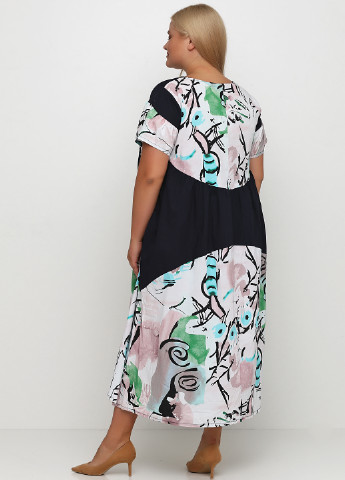 Комбінована кежуал сукня кльош 158С з абстрактним візерунком