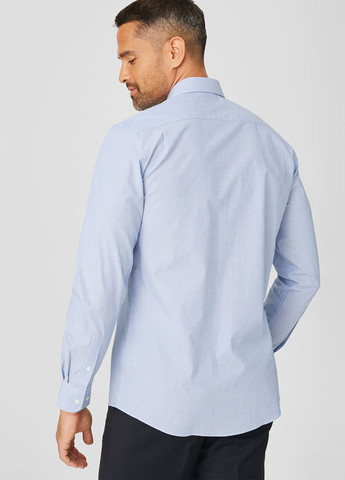 Голубой классическая рубашка с геометрическим узором C&A