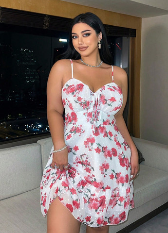 Комбінована кежуал сукня кльош SHEIN з квітковим принтом