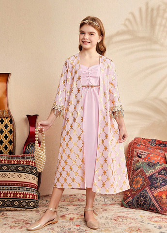 Світло-рожевий літній костюм (туніка, сарафан) SHEIN
