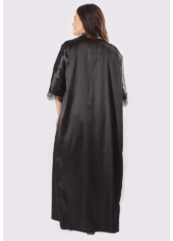 Черный демисезонный комплект халат + майка + шорты Ghazel