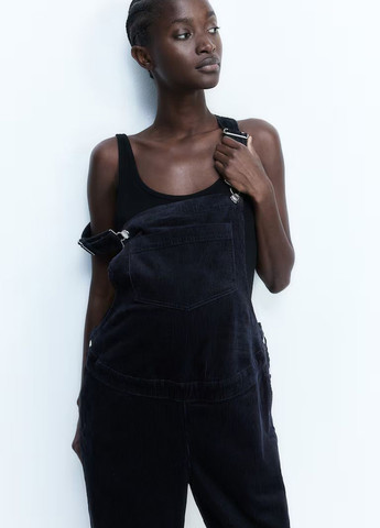 Комбінезон для вагітних H&M комбінезон-брюки однотонний чорний кежуал бавовна, вельвет