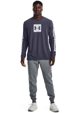 Лонгслів Under Armour логотип сірий кежуали бавовна, трикотаж