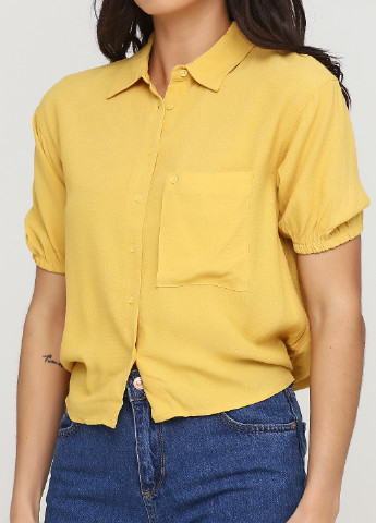Желтая кэжуал рубашка однотонная KOTON